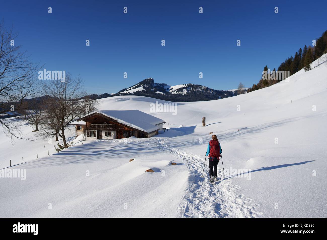 Schneeschuhwandern / Snowshoehiking Foto de stock