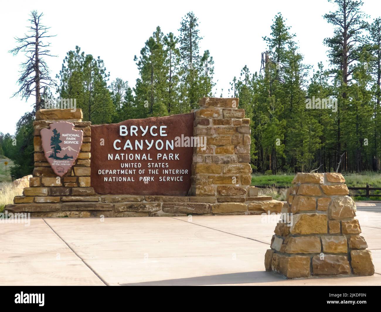 Señal de entrada. Parque Nacional del Cañón Bryce. Utah. EE.UU. Foto de stock