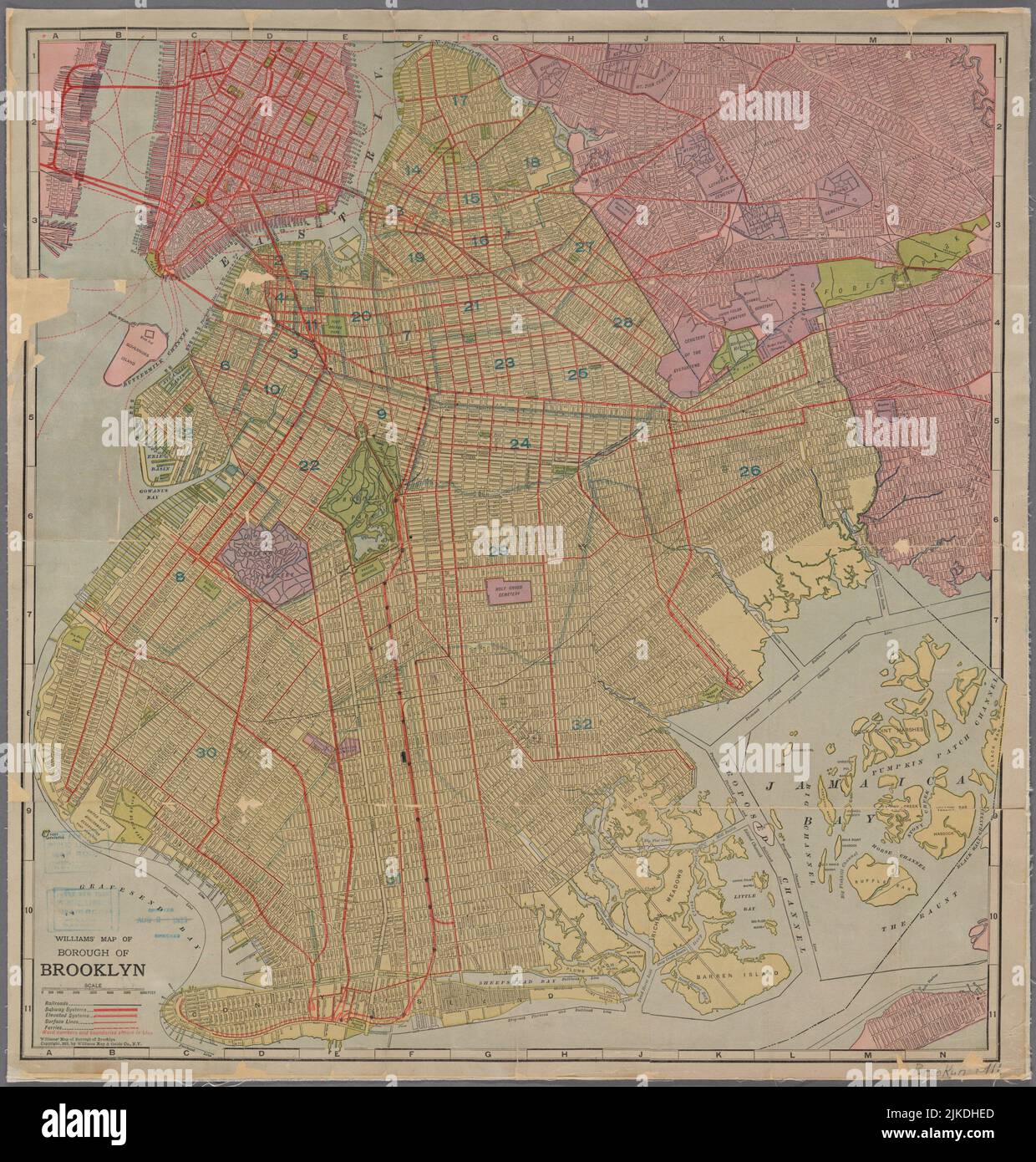 Mapa de Williams del Borough de Brooklyn. Mapas de la Ciudad de Nueva York y del Estado de Nueva York Brooklyn. Fecha de publicación: 1911 Lugar: Nueva York Editor: Williams Foto de stock