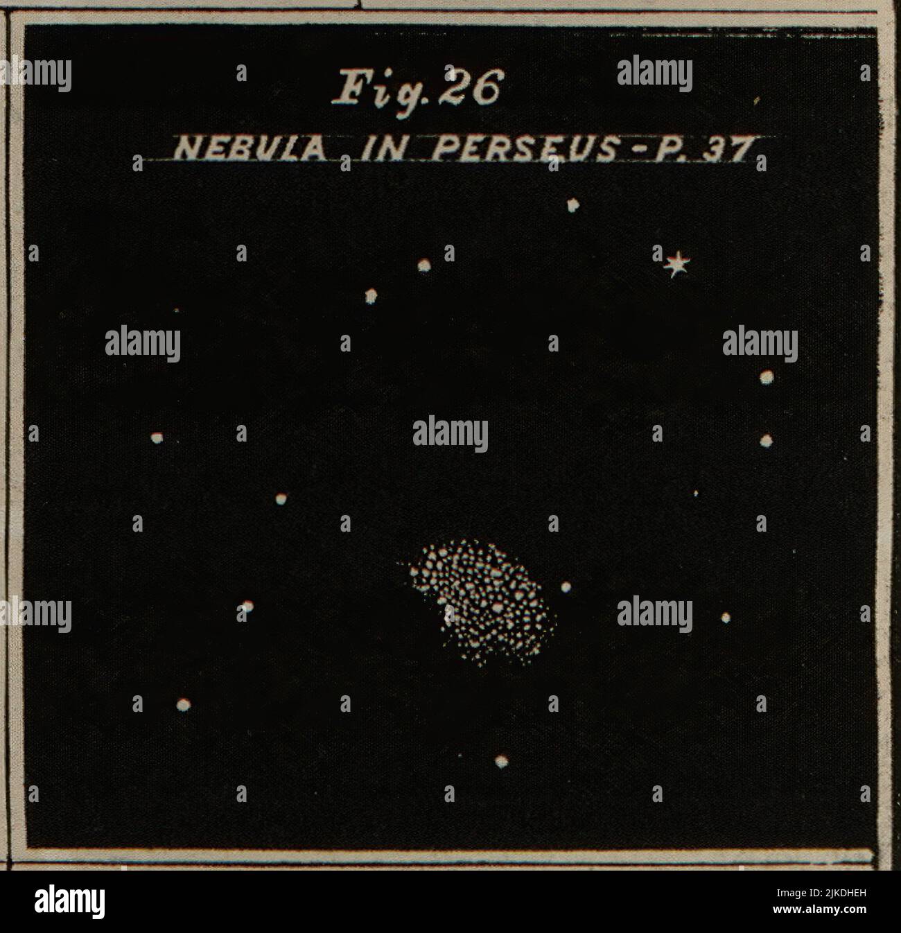 Nebulosa en Perseo - Atlas Diseñado para ilustrar la Geografía de los cielos de Burritt - Burritt, Elijah H. Doble estrellas y racimos. Clusters, nebulæ Foto de stock
