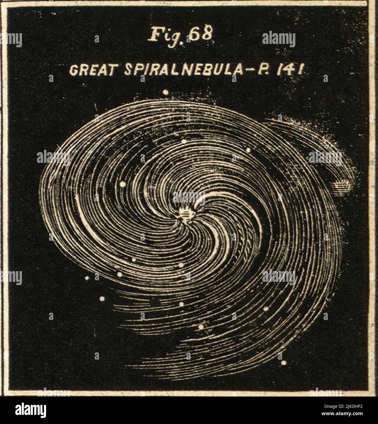 Gran Nebulosa Espiral - Atlas Diseñado para ilustrar la Geografía de los cielos de Burritt - Burritt, Elijah H. Estrellas dobles y racimos. Clústeres, Foto de stock