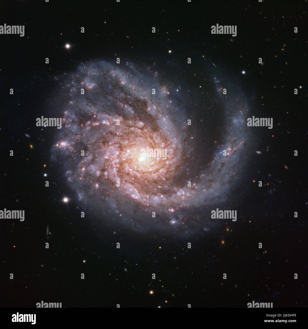 La imagen presenta una galaxia llamada NGC 4254, también conocida como Messier 99, un hermoso espectáculo cósmico situado en la constelación de Coma Berenices Foto de stock