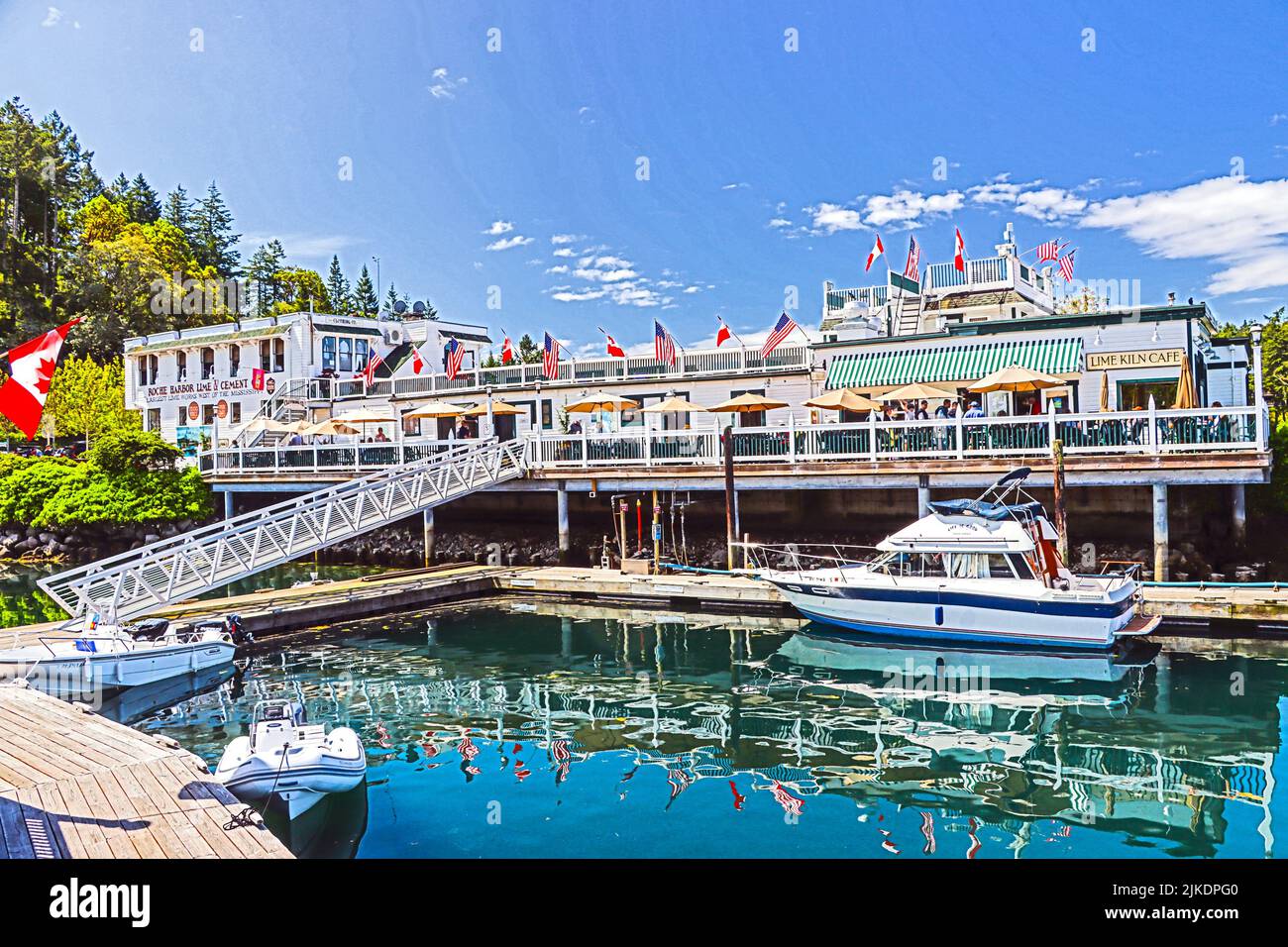 Roche Harbor Resort y puerto deportivo en la Isla de San Juan en el noroeste del Estado de Washington, U. S. A.. Foto de stock