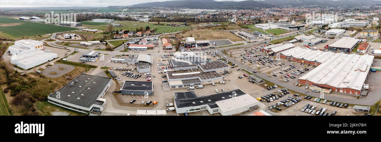 Vista panorámica del distrito industrial de Wernigerode, Alemania Foto de stock