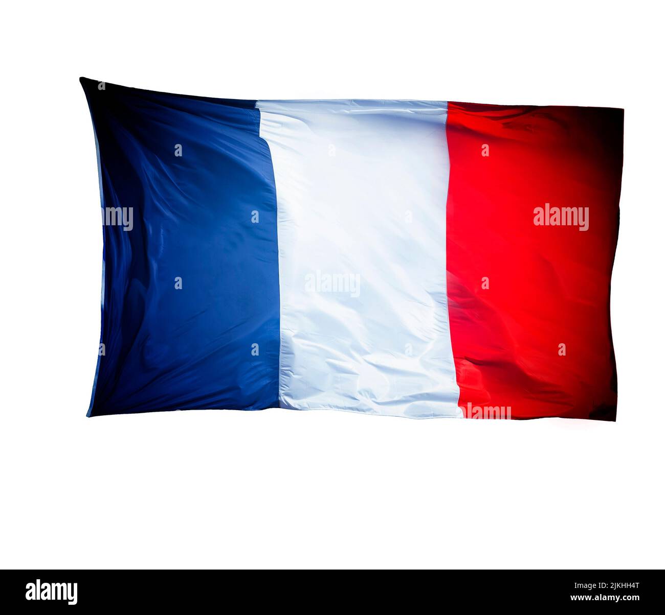 Bandera francesa aislada sobre fondo blanco Foto de stock