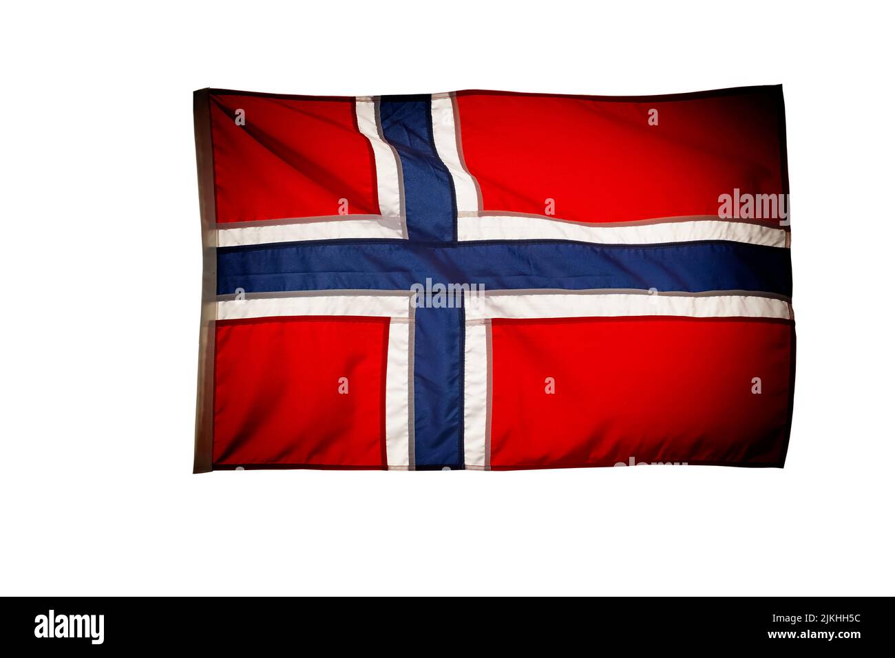 Bandera noruega aislada sobre fondo blanco Foto de stock
