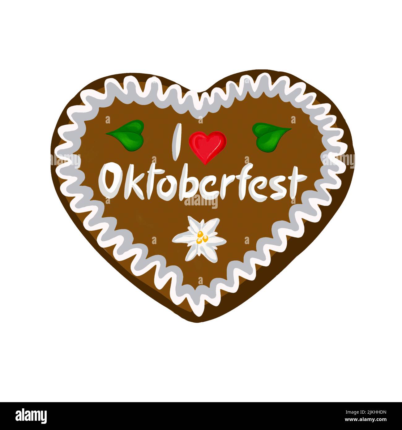 Oktoberfest corazón de pan de jengibre con edelweiss Foto de stock