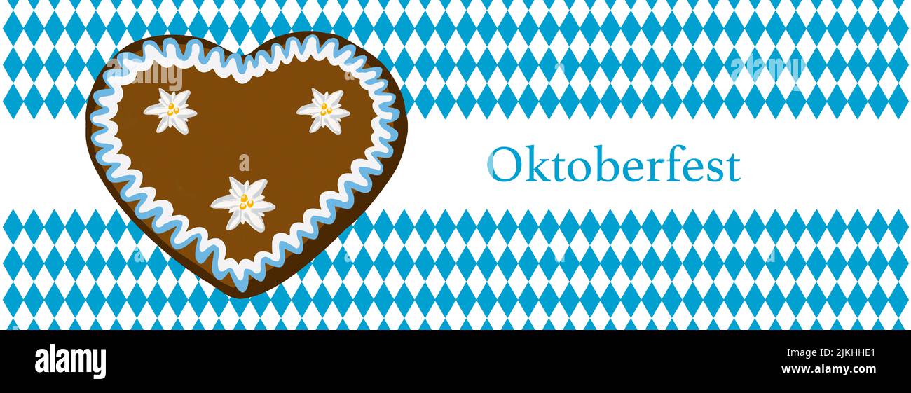 Oktoberfest corazón de pan de jengibre con edelweiss Foto de stock