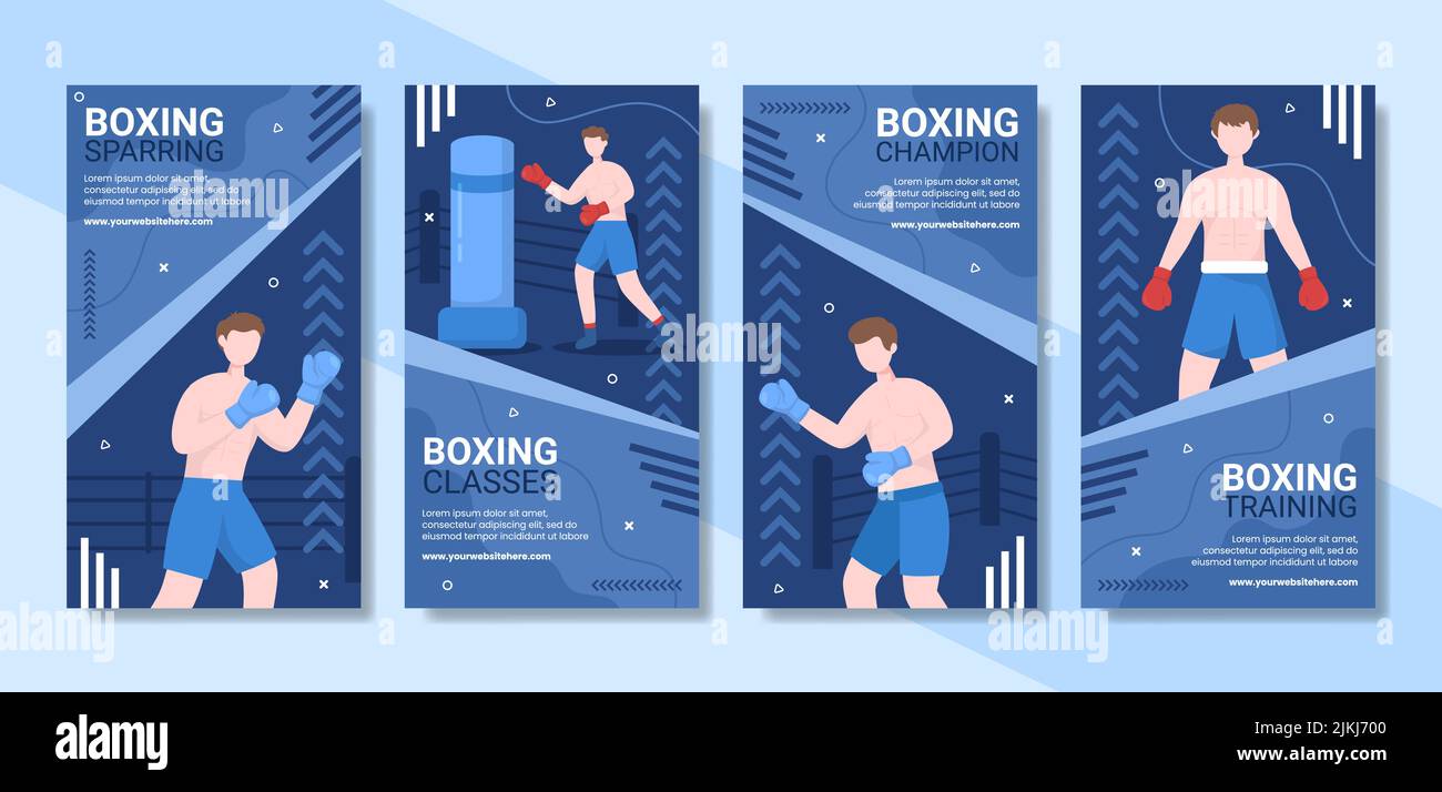 Boxeo Profesional Deporte Medios Sociales Historias Plantilla Cartoon Fondo Ilustración vectorial Ilustración del Vector