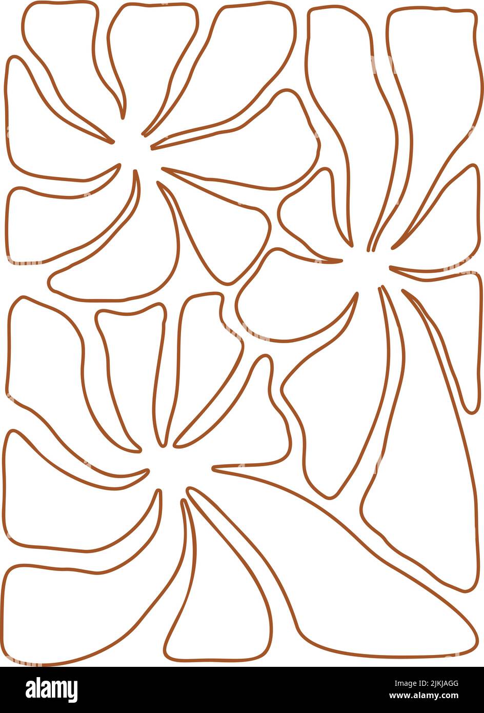 Vector 70s monoline ingenuo arte flor hippy gracioso boho paleta en forma rectangular. Ideal para tela, álbum de recortes de regalo, paquete, póster Ilustración del Vector
