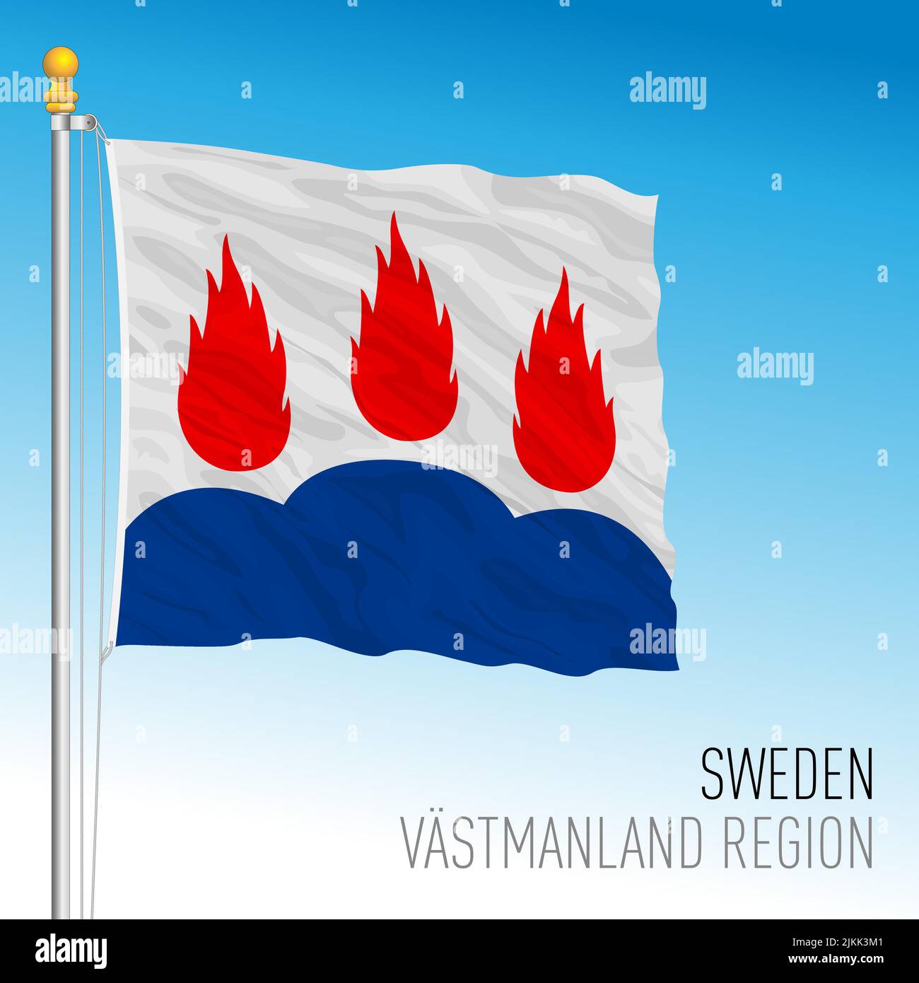 Bandera regional del condado de Vastmanland, Reino de Suecia, ilustración de vectores Ilustración del Vector