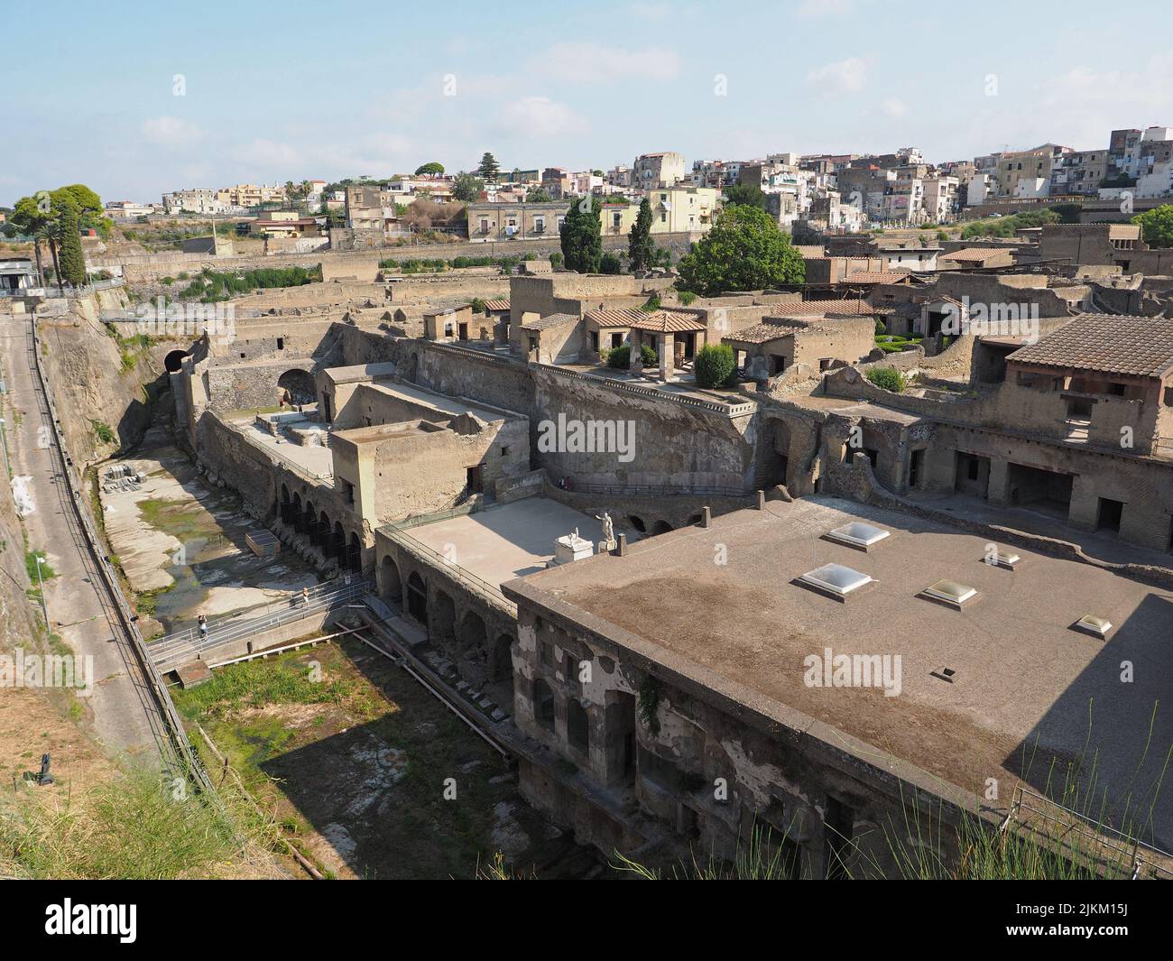 Visión general del sitio de excavación de Herculaneum en Ercolano, Campania, Italia Foto de stock