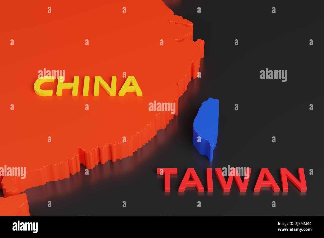 Mapa de China y Taiwán en tres dimensiones. ilustración 3d Fotografía