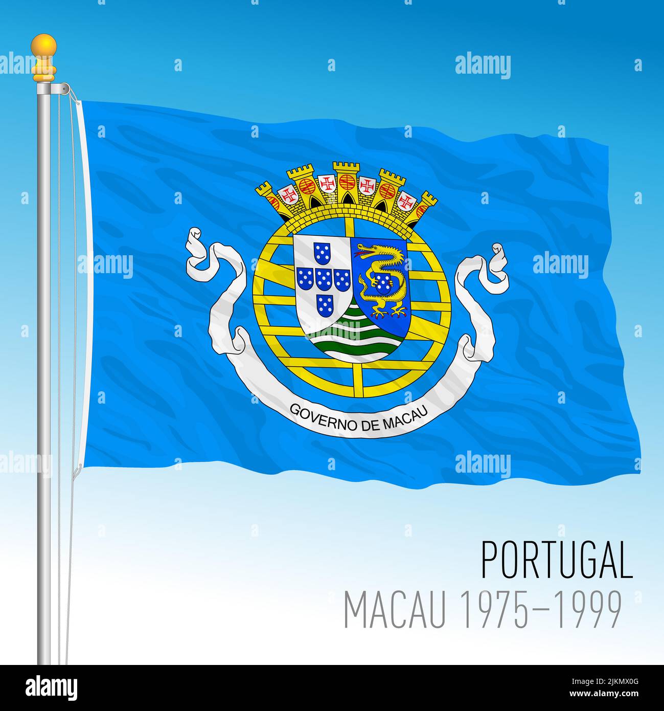 Portugal, bandera histórica de Macao, 1975 - 1999, país asiático, ilustración vectorial Ilustración del Vector