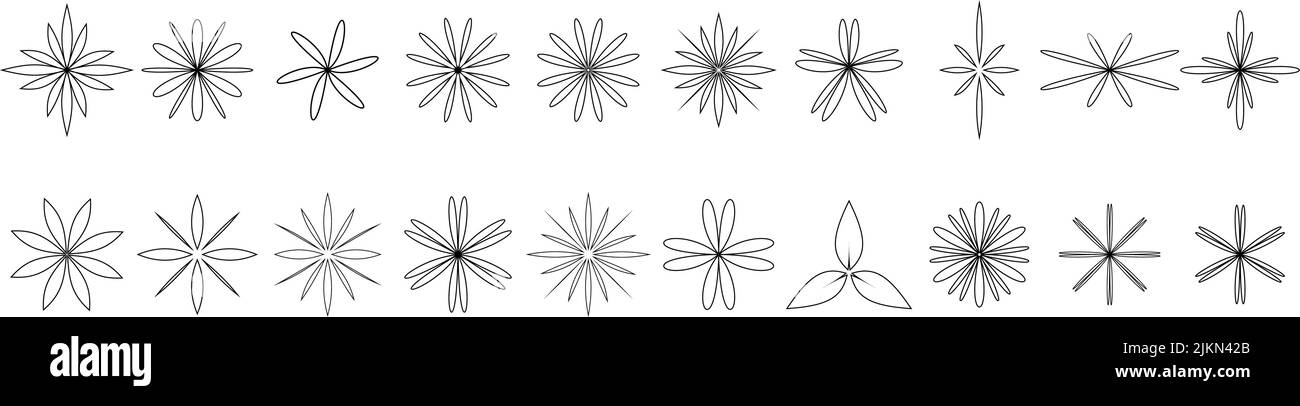 Conjunto de diseño floral forma geométrica adorno decorativo para elemento Ilustración del Vector