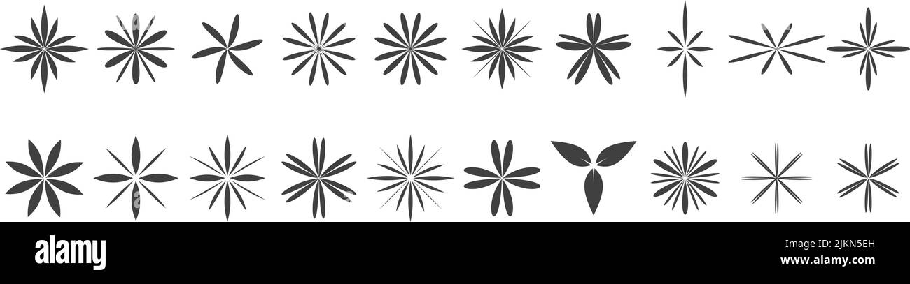 Conjunto de diseño floral forma geométrica adorno decorativo para elemento Ilustración del Vector