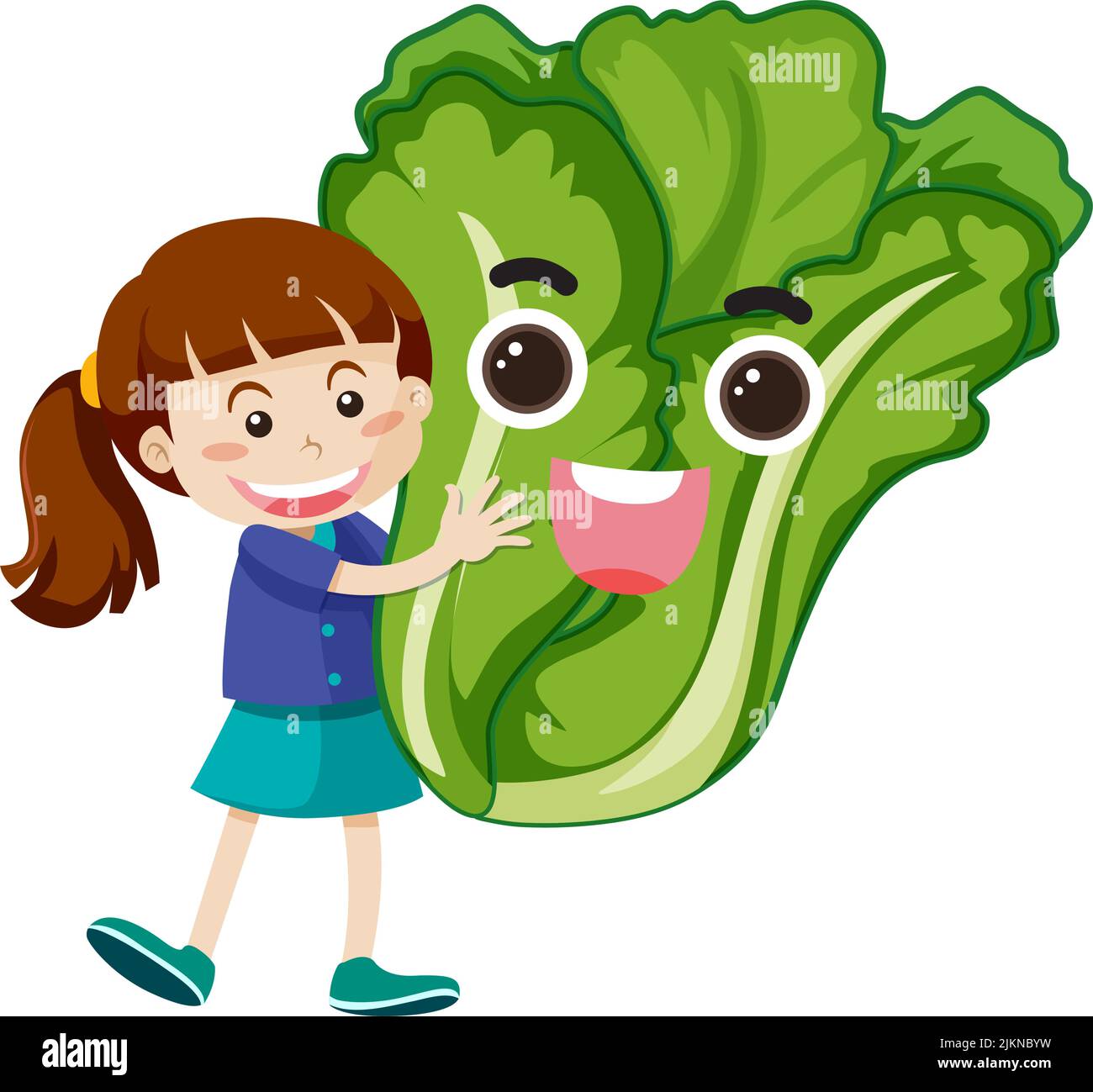 Ilustración de un personaje de dibujos animados de lechuga Imagen