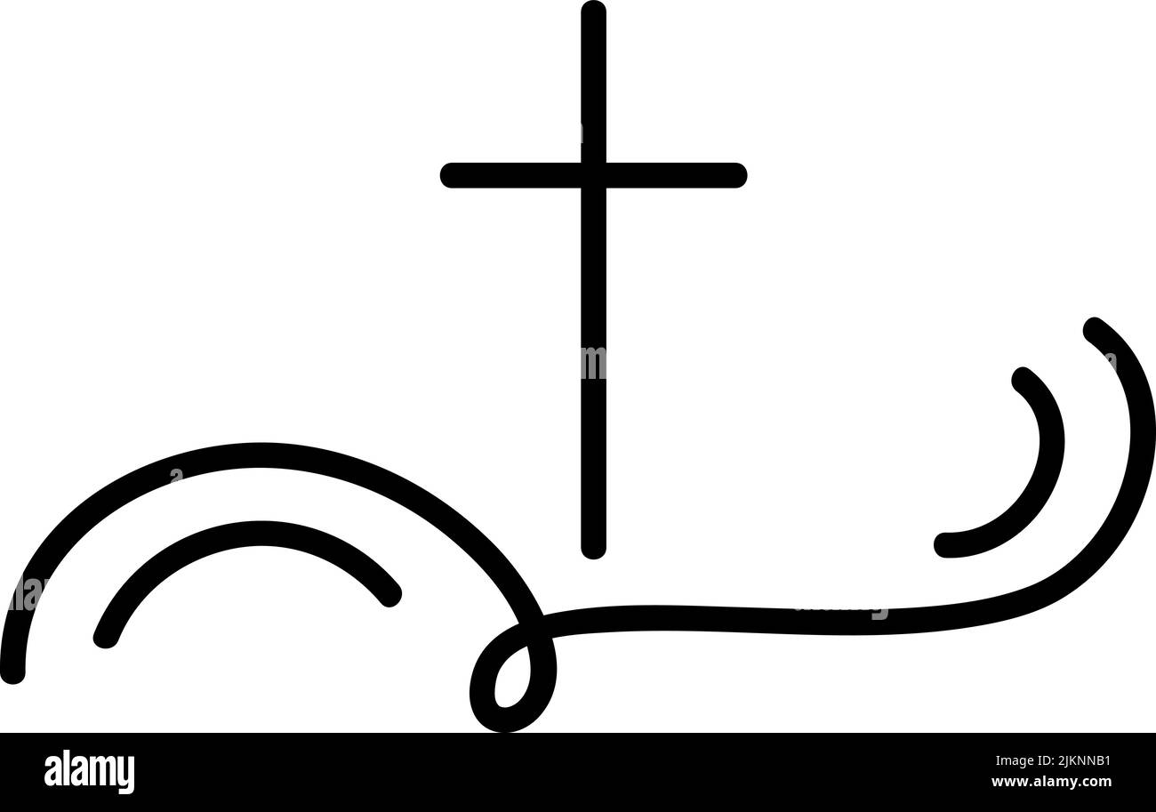 Ilustración vectorial del logotipo cristiano. Emblema con la cruz y la Santa Biblia. La comunidad religiosa. Elemento de diseño de carteles, logotipos, monogramas, signo Ilustración del Vector