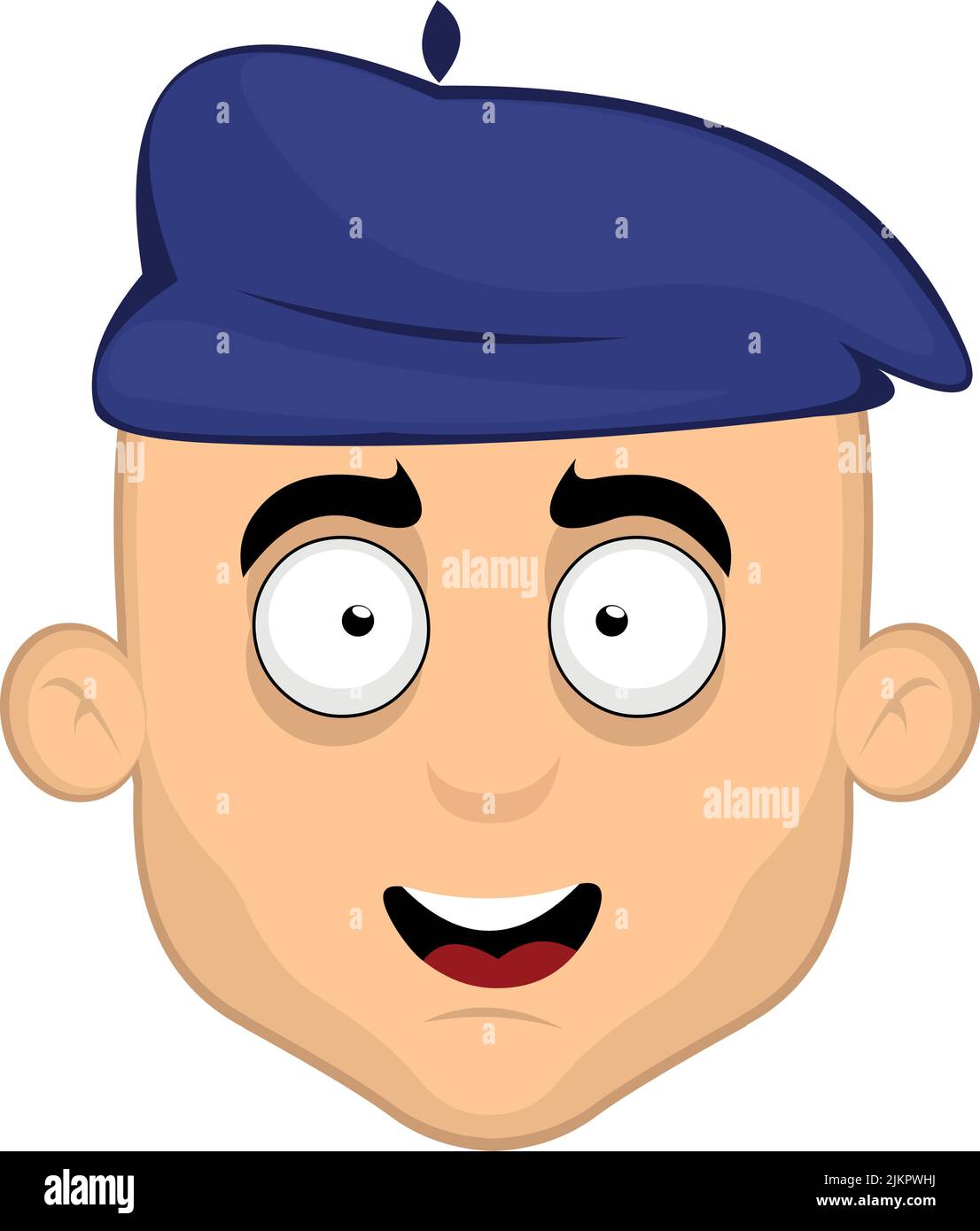 Ilustración vectorial de una caricatura caucásica con una boina