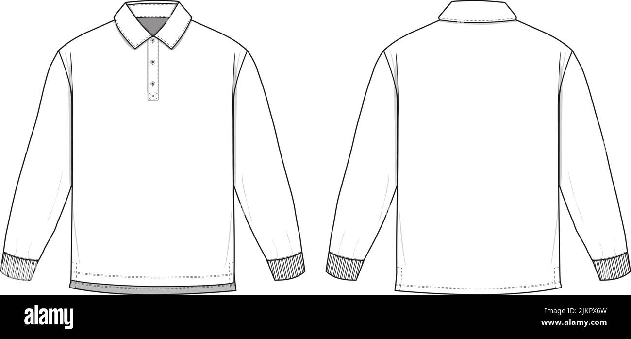 Polo de Rugby Vector de manga larga Moda Plato Dibujo técnico