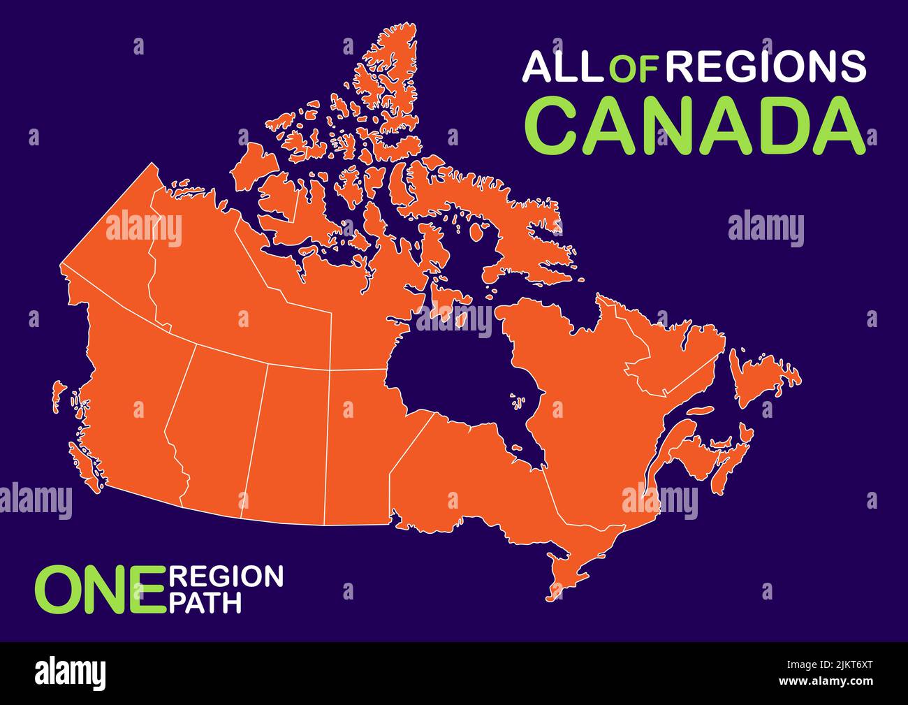 Vector, ilustración aislada del mapa administrativo simplificado de Canadá. Fronteras de provincias (regiones) Ilustración del Vector