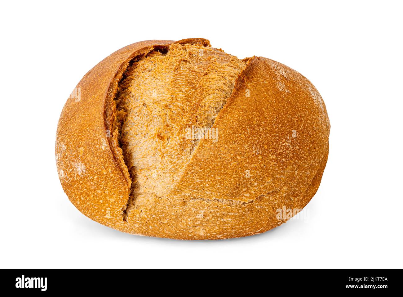 Pan integral con salvado y fibra dietética aislado sobre blanco. Concepto de panadería y calorías Foto de stock