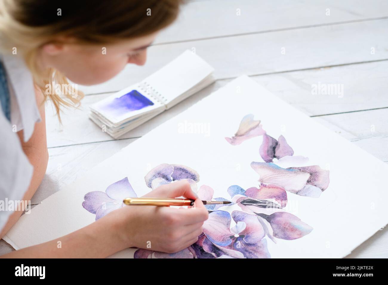 arte hobby diseño floral dibujo acuarela flor Foto de stock