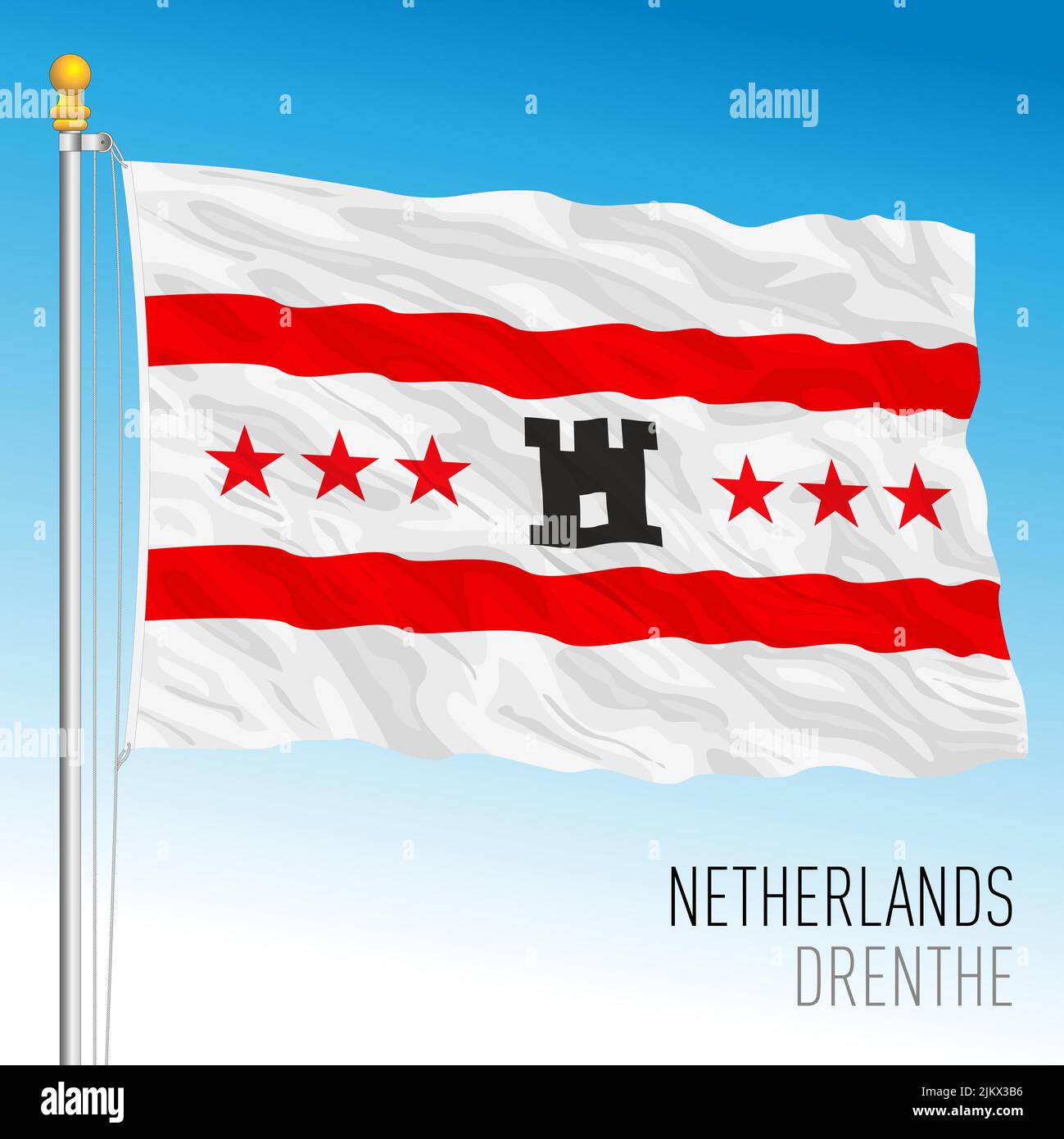 Bandera provincial de Drenthe, Países Bajos, Unión Europea, ilustración de vectores Ilustración del Vector