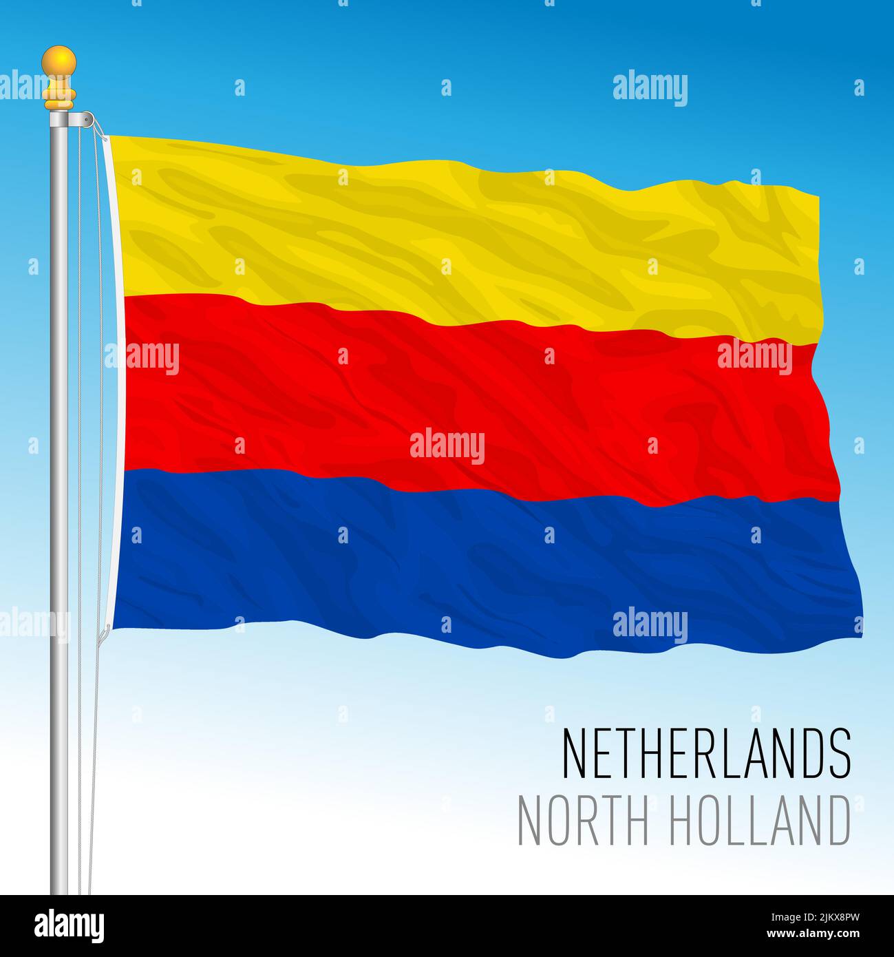 Bandera provincial de Holanda del Norte, Países Bajos, Unión Europea, ilustración de vectores Ilustración del Vector