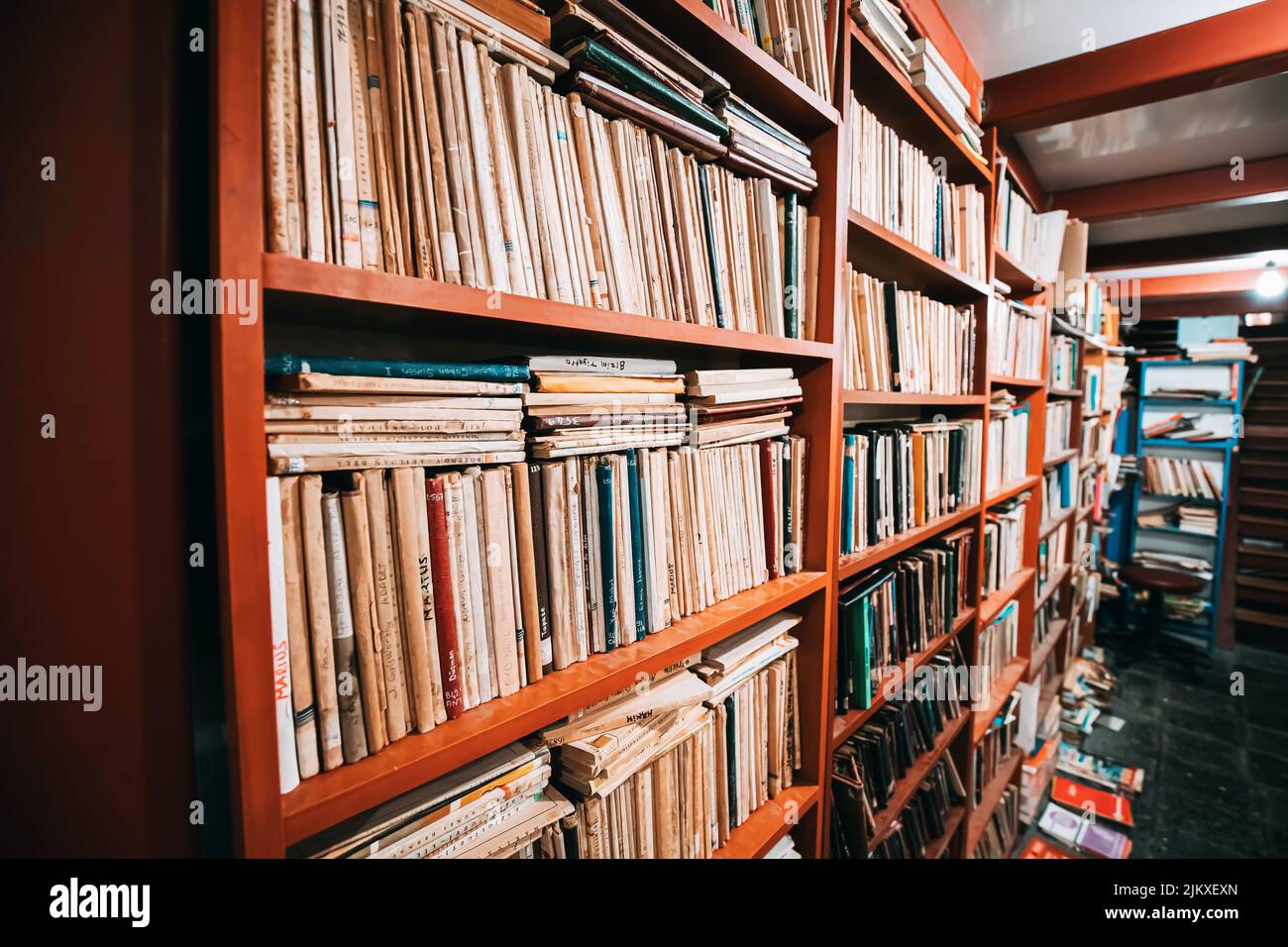 Foto vertical de libros en las estanterías de la biblioteca Fotografía de  stock - Alamy