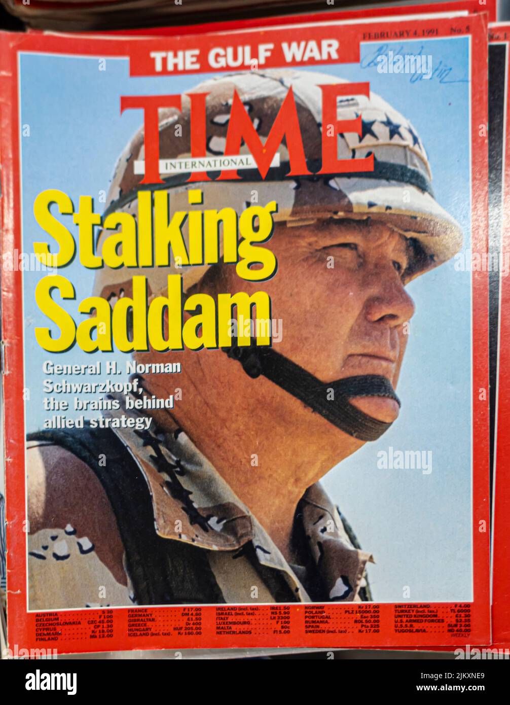 REVISTA TIME GUERRA DEL GOLFO - Saddam Cover - 4 de febrero de 1991 Foto de stock