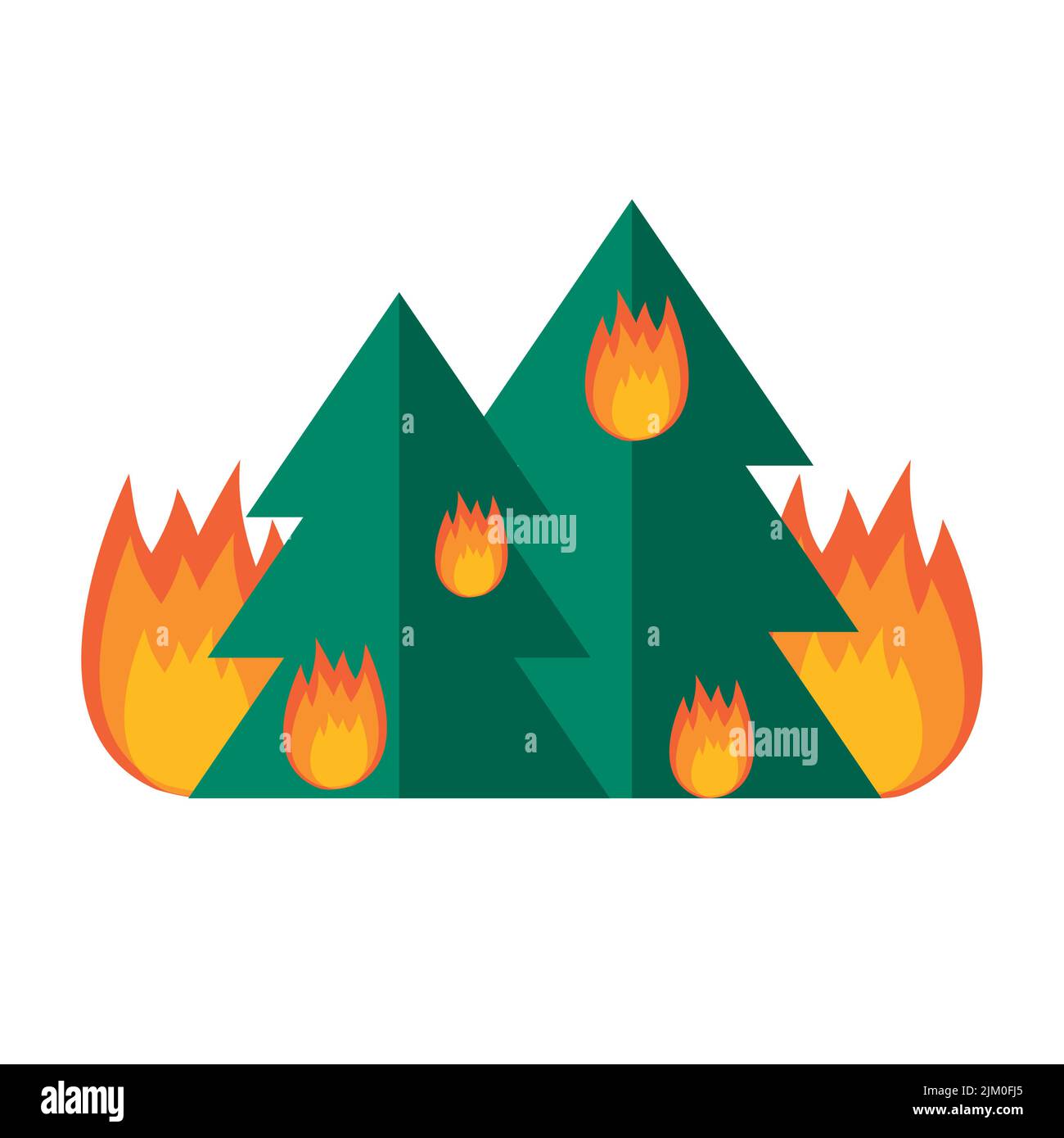 peligro de incendio forestal quemando abetos ilustración Ilustración del Vector