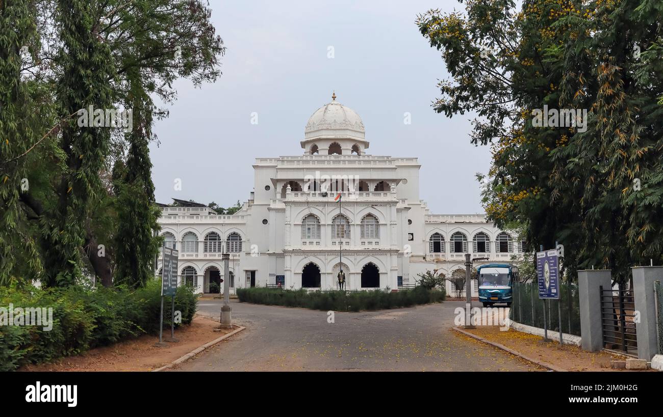 Vista posterior del Museo Gandhi Memorial, fundado en 1959, Madurai, Tamilnadu, India. Foto de stock