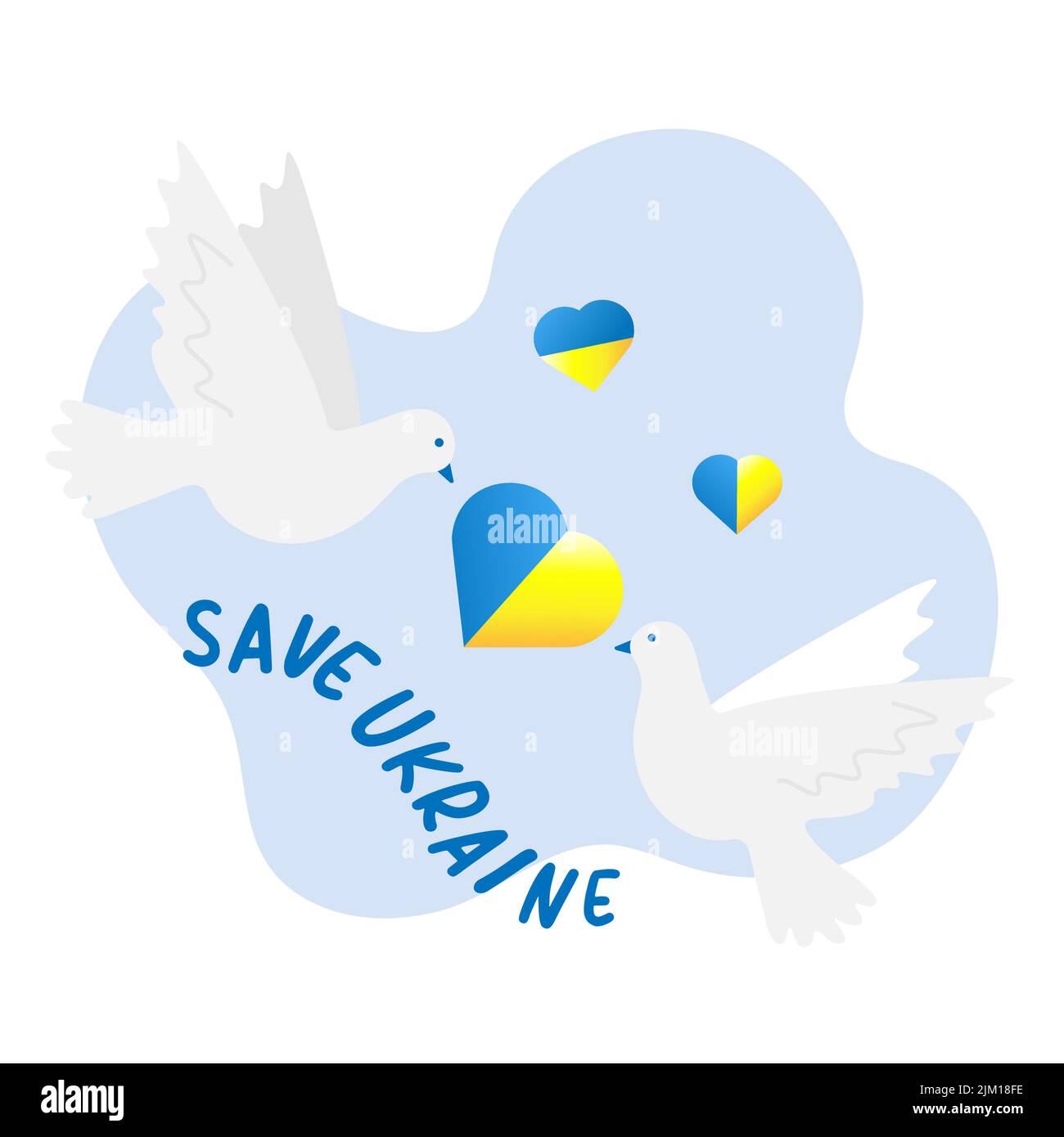 dos palomas de paz tienen un corazón en los colores de la bandera de ucrania Ilustración del Vector