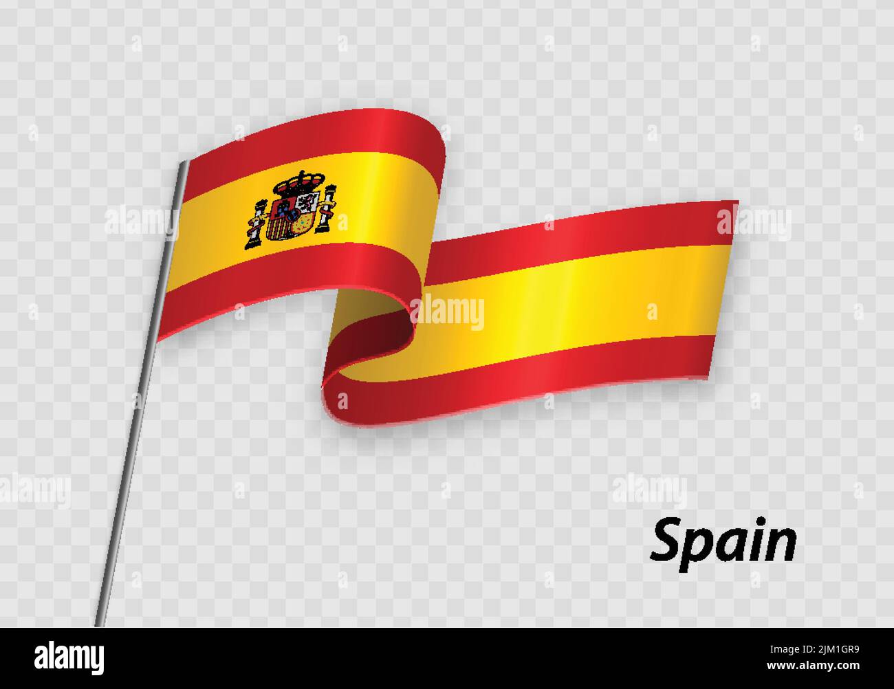 Bandera ondeante de España en asta de bandera. Plantilla para el diseño del  día de independencia Imagen Vector de stock - Alamy