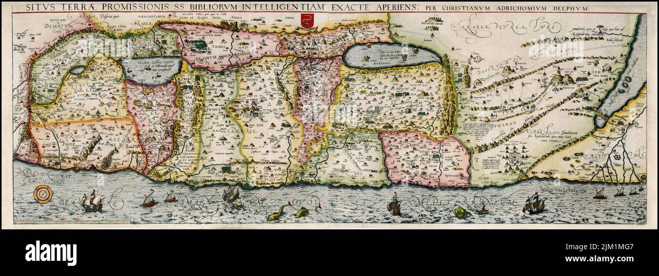 Mapa De Tierra Santa Dividido En Las Doce Tribus De Israel Museo ColecciÓn Privada Autor 4316