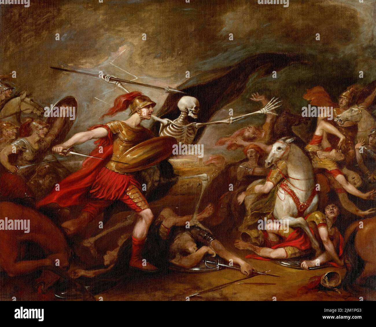 Josué en la Batalla de Hai, al que asistió la muerte, pintando al óleo sobre lienzo de John Trumbull, 1839-1840 Foto de stock