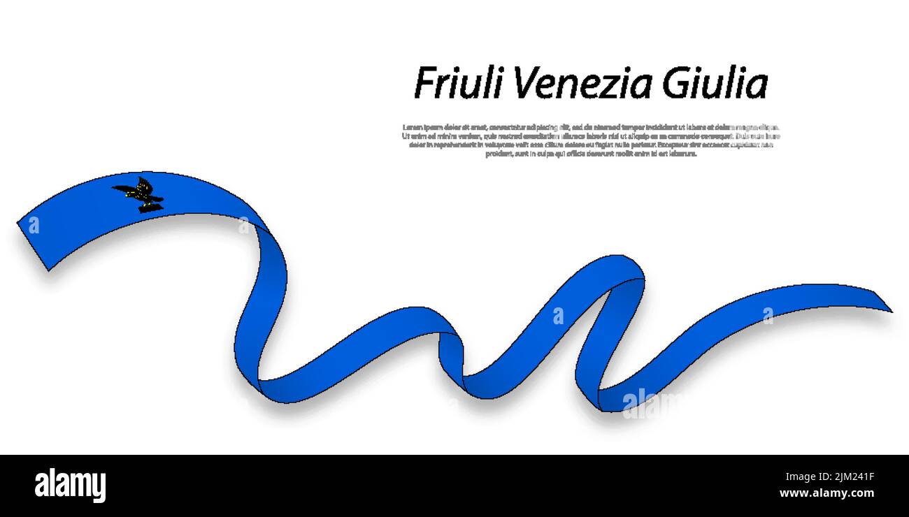 Cinta ondulante o franja con bandera de Friuli Venezia Giulia es una región de Italia Ilustración del Vector
