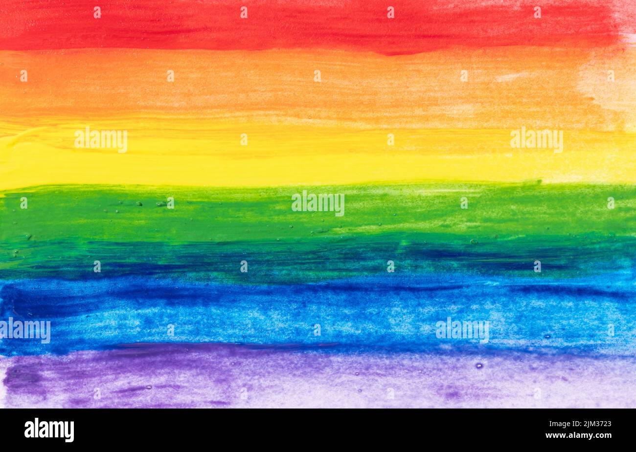 Bandera de orgullo arcoiris pintada a mano con acuarelas. Resumen LGBT Rainbow bandera de fondo. Fotograma completo Foto de stock