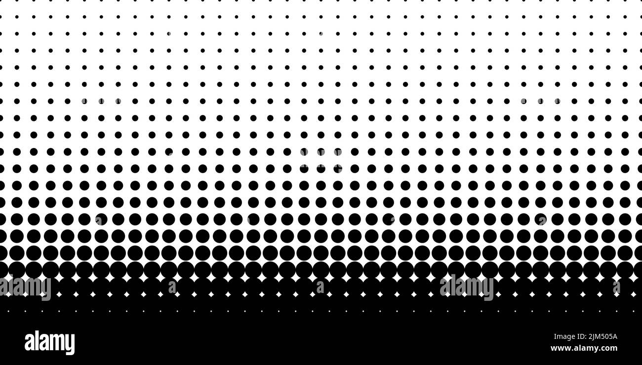 Patrón de puntos de semitonos abstracto. Ilustración de vector de semitonos con degradado de puntos. Moderno degradado de medio tono blanco y negro. Ilustración del Vector