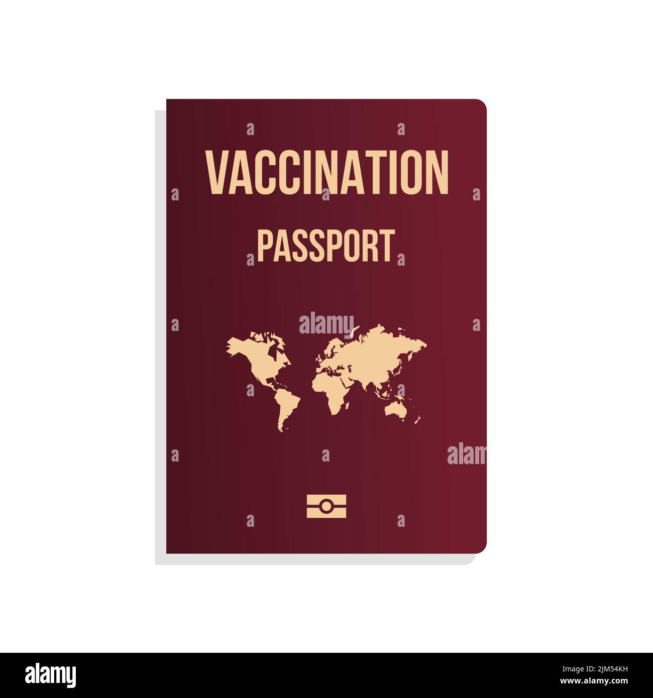 Pasaporte de vacunación vector aislado. Pasaporte conceptual de vacunas. ID internacional cubierta roja. Ilustración del Vector