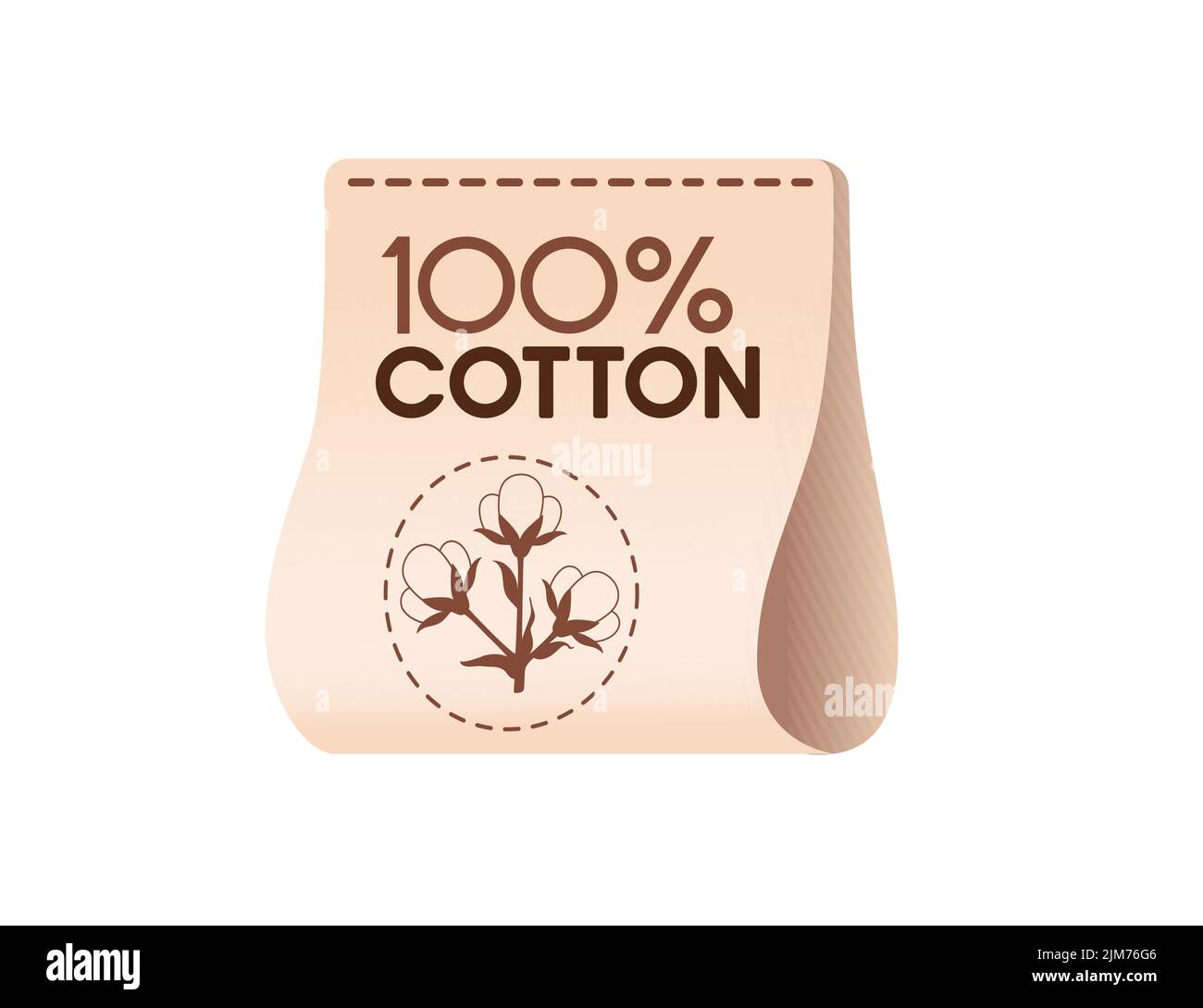 ilustración vectorial de etiqueta de algodón de 100 mm aislada sobre fondo blanco. Ilustración del Vector