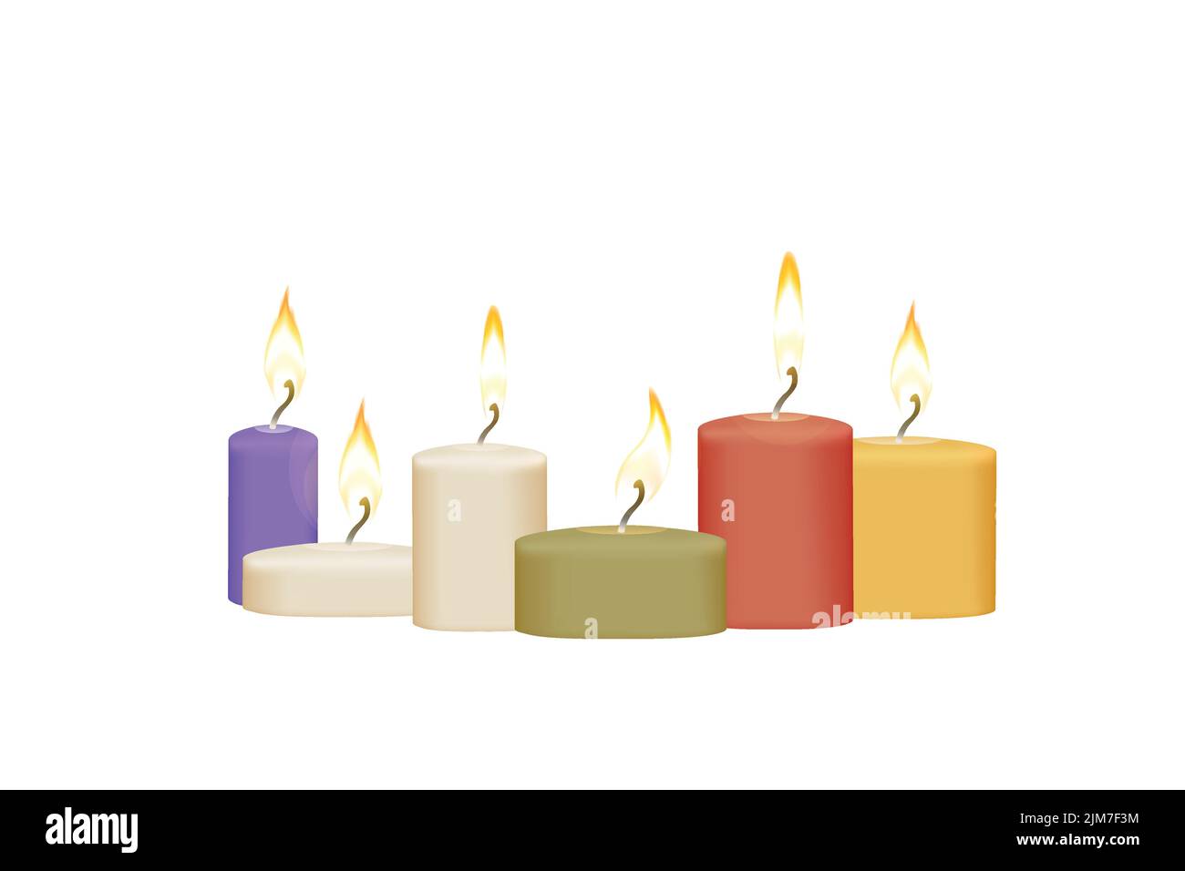 Gran colección de velas de diferentes colores y tamaños ilustración vectorial aislada sobre fondo blanco. Ilustración del Vector