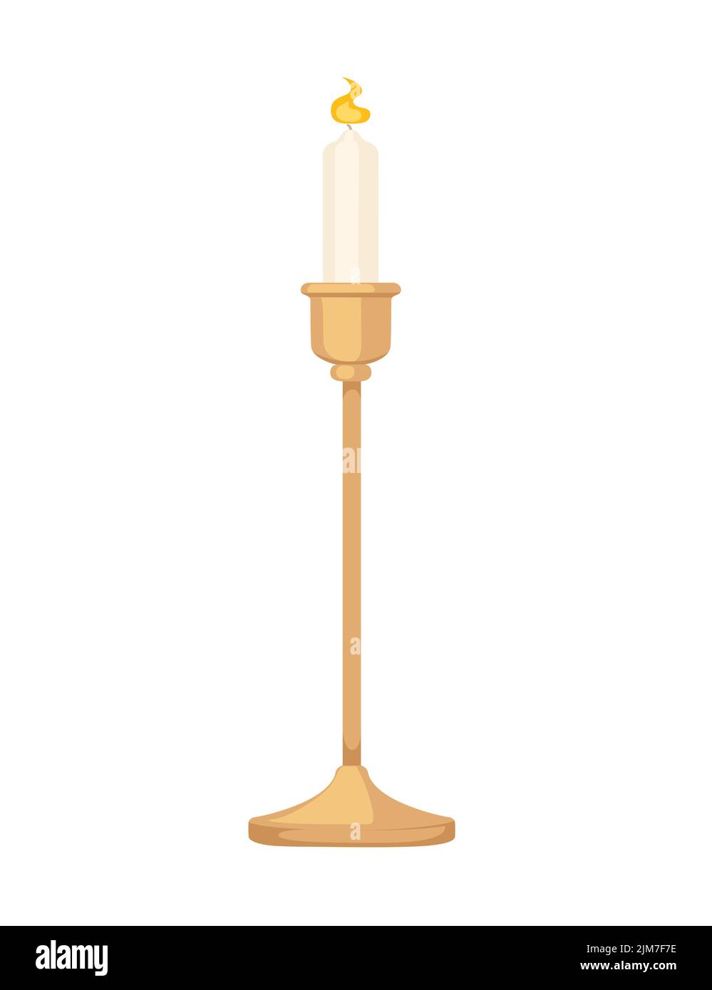 Vela en candelabro stand ilustración vectorial de diseño vintage aislado sobre fondo blanco. Ilustración del Vector