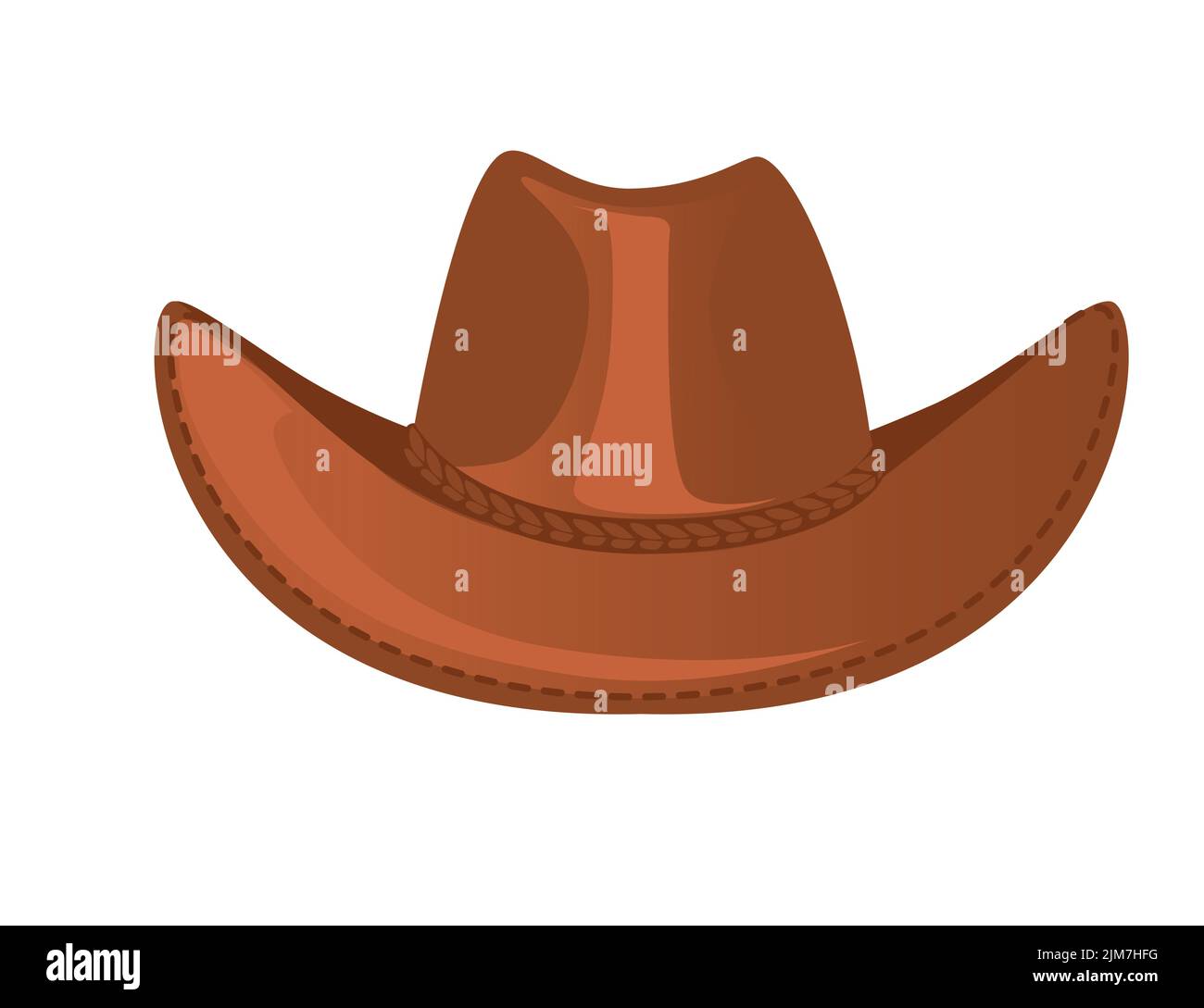 Ilustración vectorial de sombrero vaquero de piel de color marrón aislada sobre fondo blanco. Ilustración del Vector