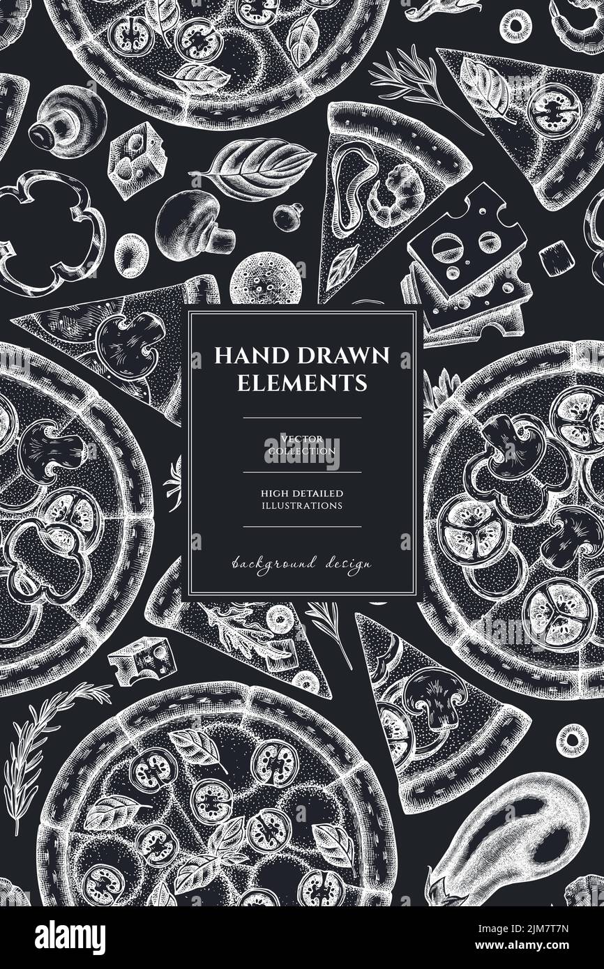 Diseño de tarjeta con patrón de pizza. griego dibujado a mano