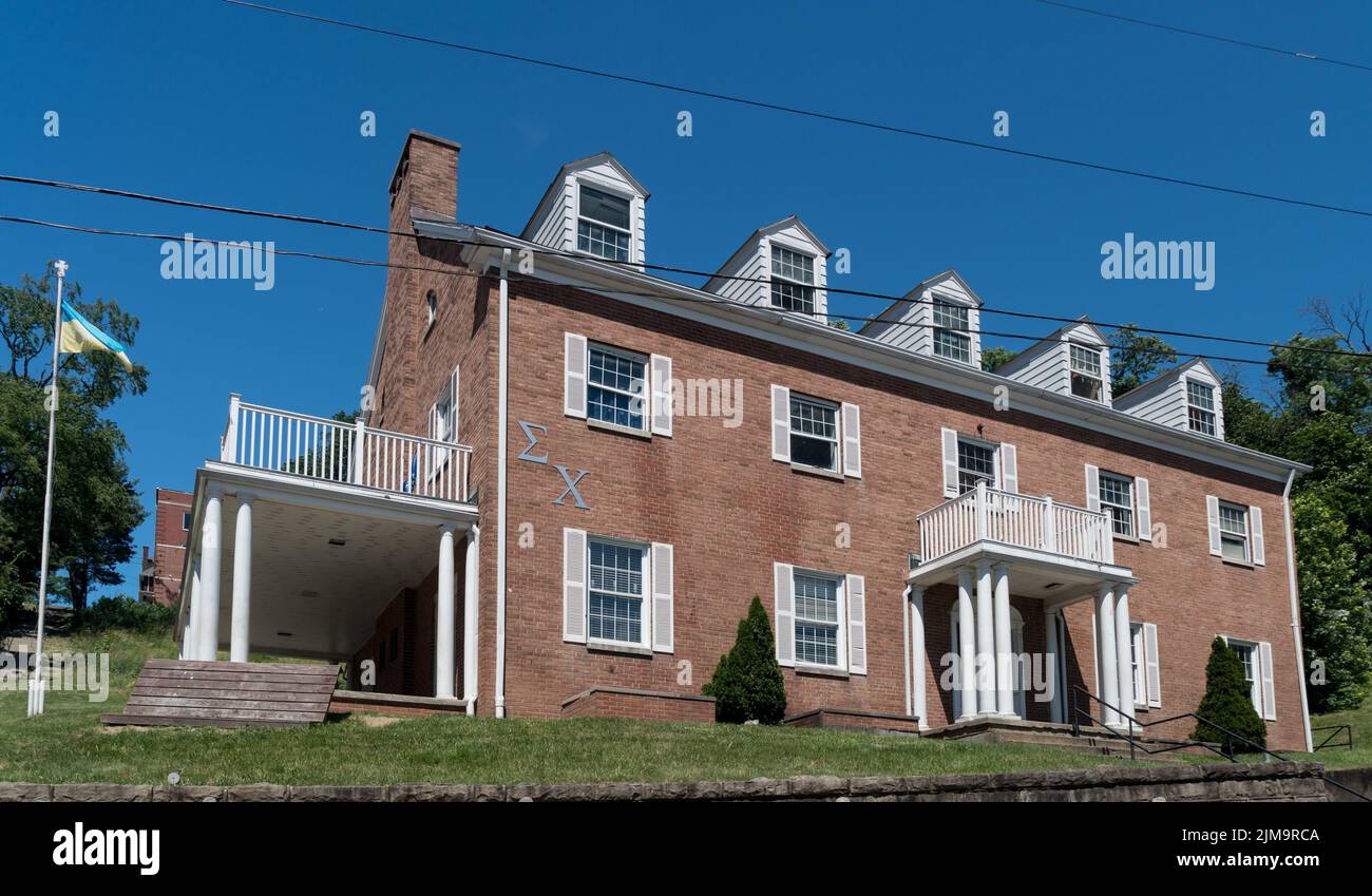 Sigma Chi Greek Housing en West Virginia University Foto de stock