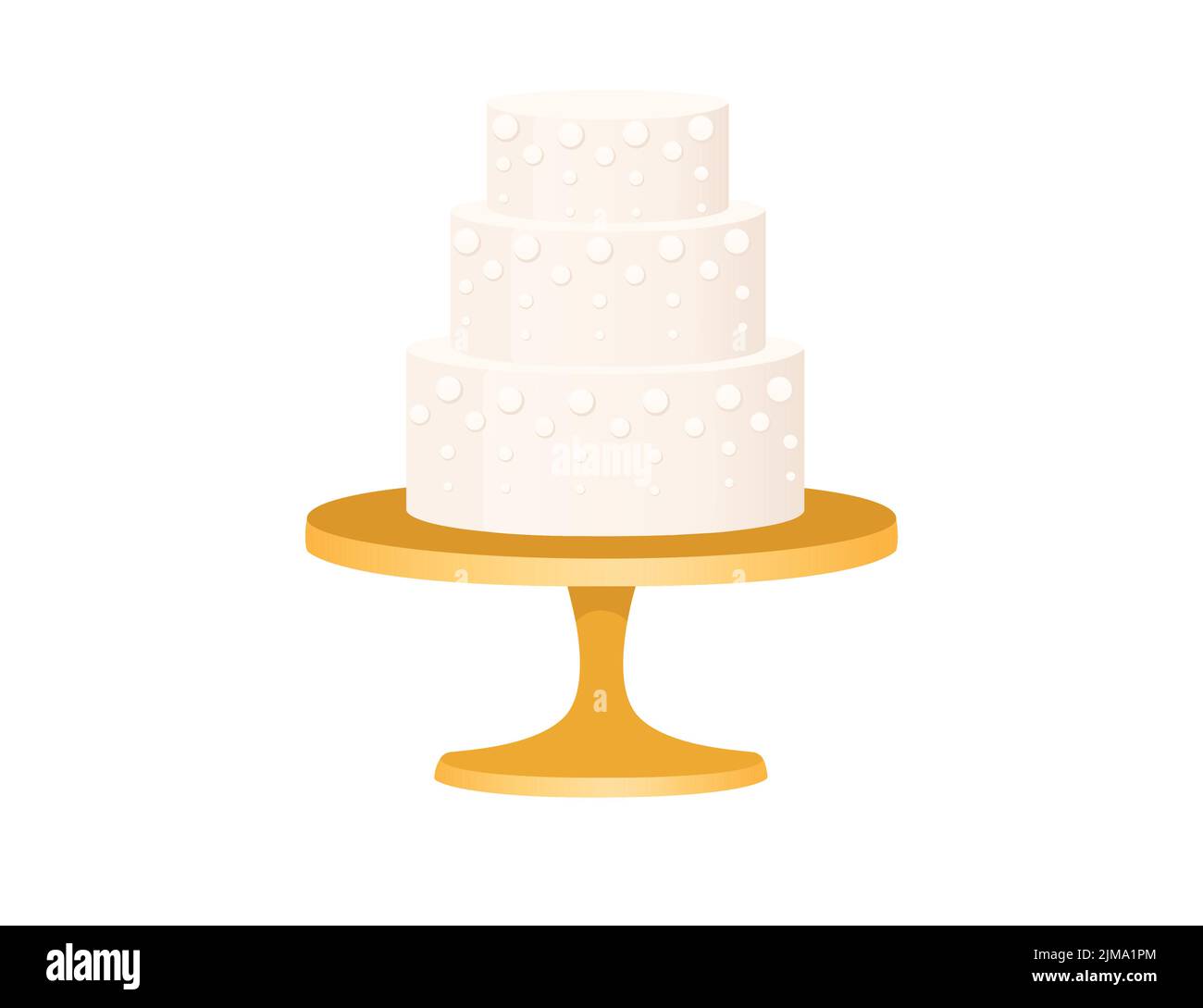 Pastel de boda con los niveles de ti en el pedestal dorado ilustración vectorial aislado sobre fondo blanco. Ilustración del Vector