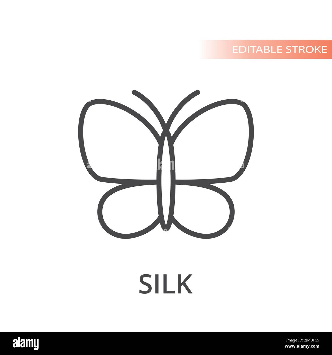 Icono de vector de línea de mariposa. Símbolo sencillo con contorno de seda. Ilustración del Vector