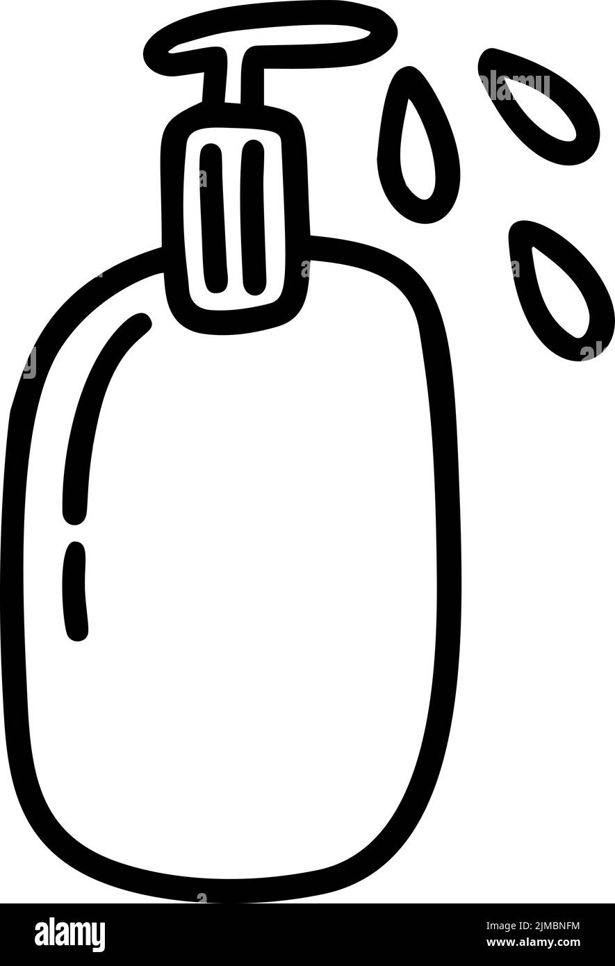 Icono con el logotipo de la botella de gel de jabón Vector monoline. Ilustración sencilla de elementos para el covid-19 de coronavirus. Aviso de higiene personal y desinfección Ilustración del Vector